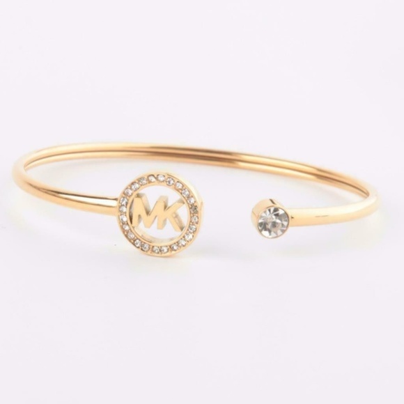 Michael Kors Gold Flex Fit Crystal Logo Bracelet - Picture 7 of 8